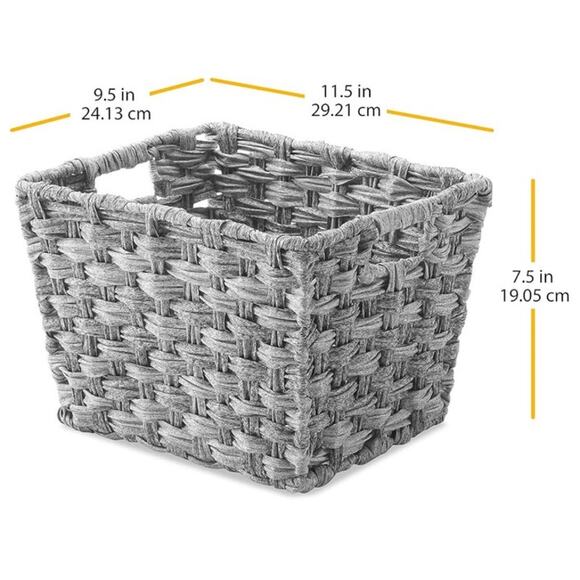 Whitmor Split Rattique Gray Wash Small Tote Sturdy Baskets Set of 3 NEW - Picture 3 of 13